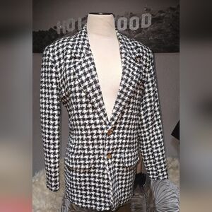 Liz Claiborne Black and White Houndstooth Blazer Vintage